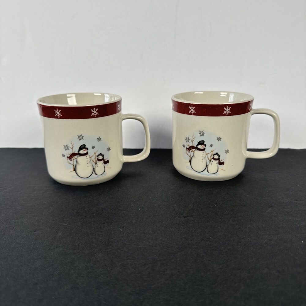 Royal Seasons‎ Stoneware Snowman Coffee/Tea Cups Set Of 2